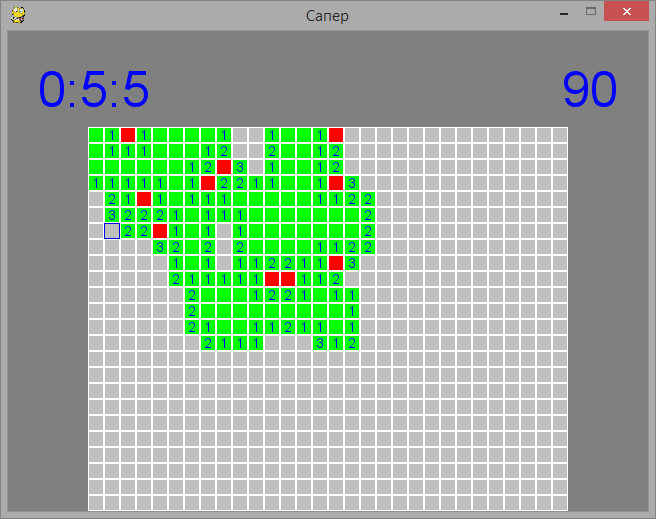 интерфейс игры сапер