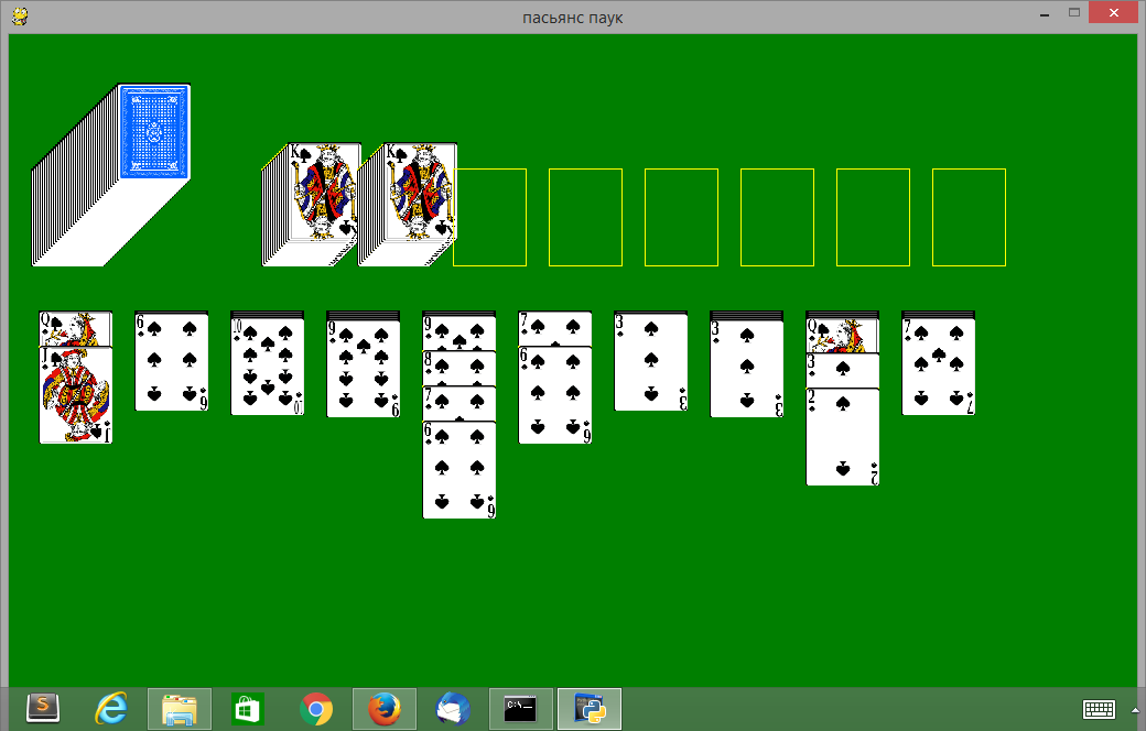 интерфейс игры пасьянс паук